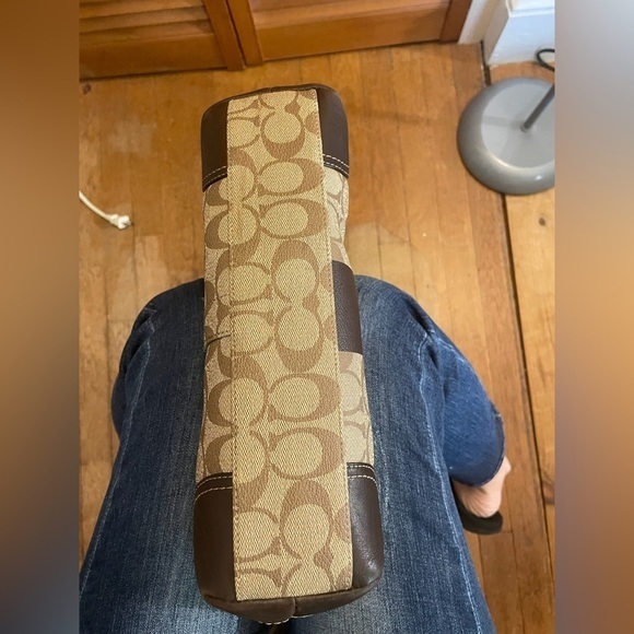 COACH Chelsea Heritage Stripe bag, beige and brown leather vintage - Picture 4 of 7